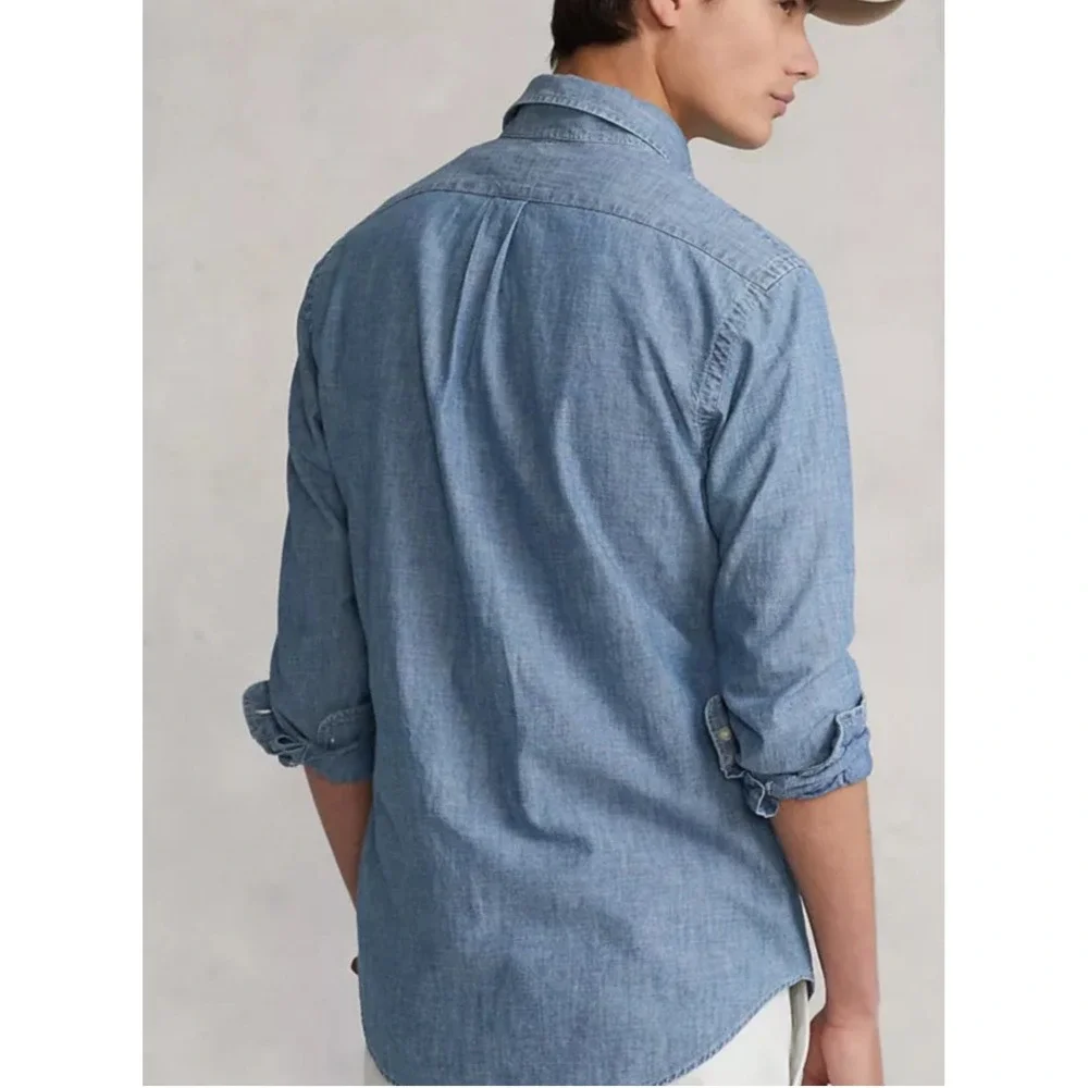 NWT Ralph Lauren Polo Long Sleeve Button Down‎ Shirt Top Blue Chambray Denim XXL